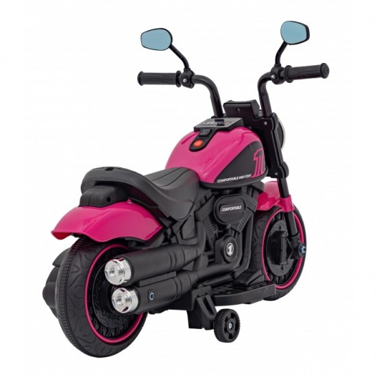 Motocicleta electrica Chopper Faster AHL008, roti si scaun din plastic, 78x30x55 cm, putere 20W - Roz