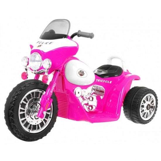 Motocicleta electrica Chopper JT568, roti si scaun din plastic, 79x46x54 cm, putere 20W - Roz