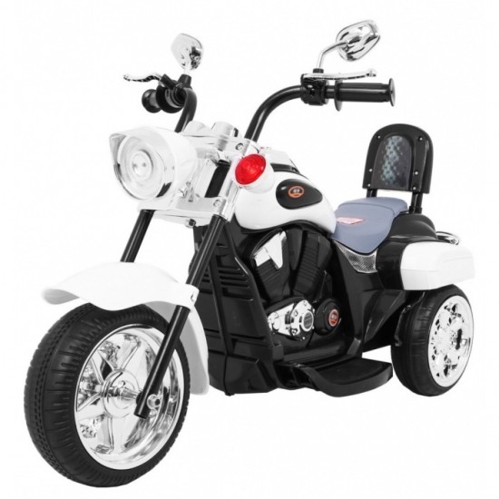 Motocicleta electrica Chopper NightBike TR1501, roti si scaun din plastic, 92x34x63 cm, putere 6V - Alb