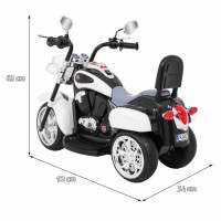 Motocicleta electrica Chopper NightBike TR1501, roti si scaun din plastic, 92x34x63 cm, putere 6V - Alb