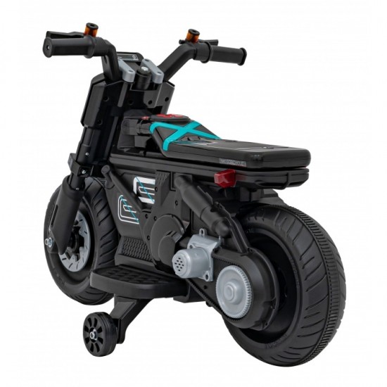 Motocicleta electrica Future QLS-805, roti din plastic + 2 roti ajutatoare, 88x46x56 cm, putere 25W - Negru