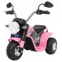 Motocicleta electrica MiniBike, roti din plastic, scaun tapitat, 71x53x57 cm, putere 6V - Roz