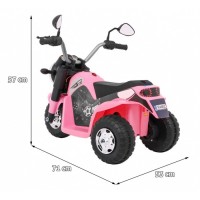 Motocicleta electrica MiniBike, roti din plastic, scaun tapitat, 71x53x57 cm, putere 6V - Roz