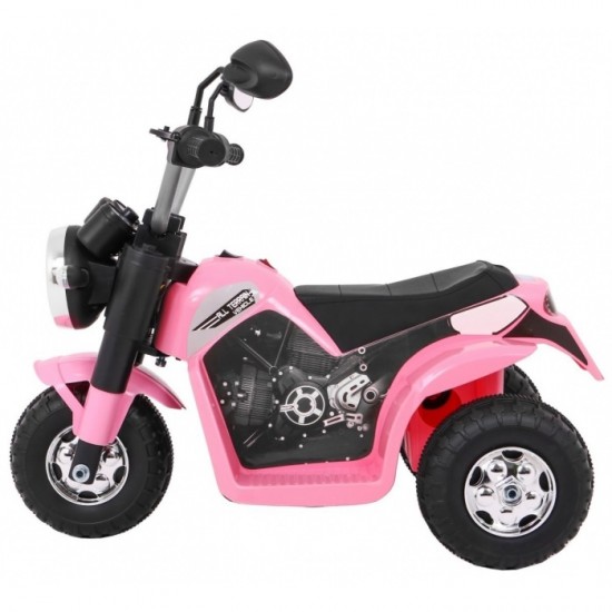 Motocicleta electrica MiniBike, roti din plastic, scaun tapitat, 71x53x57 cm, putere 6V - Roz