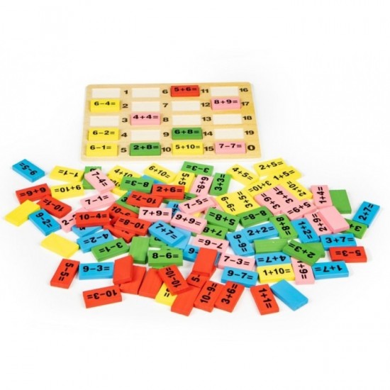 Piese tip domino cu calcule matematice si tabla Ecotoys