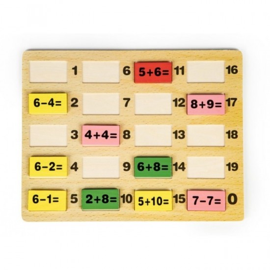 Piese tip domino cu calcule matematice si tabla Ecotoys