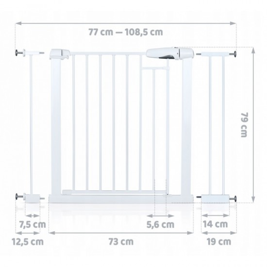 Poarta siguranta 77 - 108.5 cm Nukido 718600 - Alb