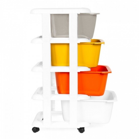 Raft pe roti cu 4 compartimente pentru depozitarea jucariilor ModernHome - Multicolor Raft pe roti cu 4 compartimente pentru depozitarea jucariilor ModernHome - Multicolor