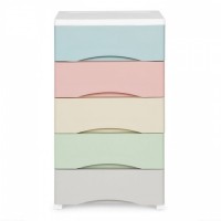 Raft pe roti cu 5 compartimente pentru depozitarea jucariilor ModernHome - Multicolor