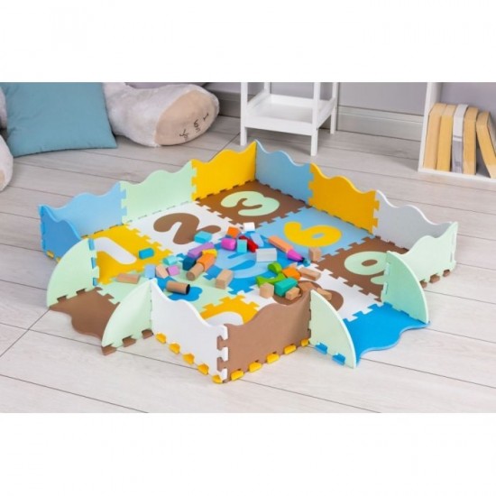 Salteluta de joaca tip puzzle cu pereti, 25 elemente, Ecotoys 3255 - Multicolor