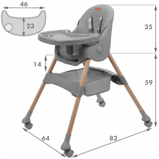 Scaun de masa 2 in 1 Kidwell Karimi - Gri