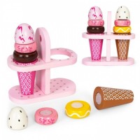 Set de 2 inghetate din lemn pentru copii, 9 elemente, Ecotoys TL12106