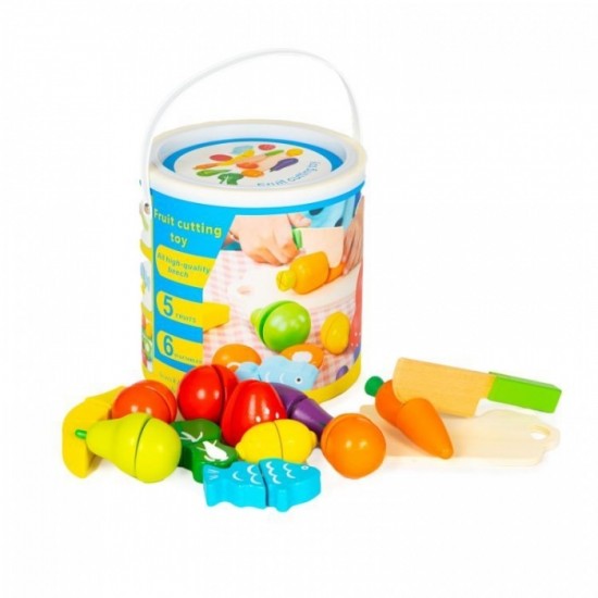 Set de fructe si legume din lemn, 13 elemente, Ecotoys HC517244