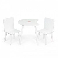 Set de masa in forma de luna si doua scaune pentru copii Ecotoys WH140 - Alb