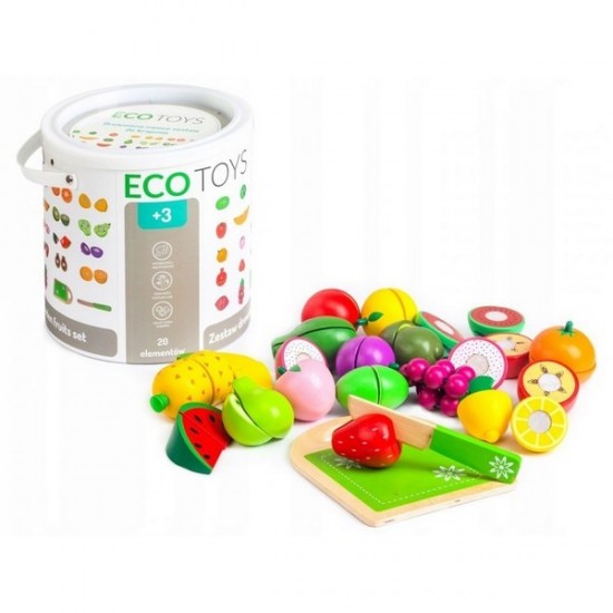 Set fructe din lemn Ecotoys 20 piese