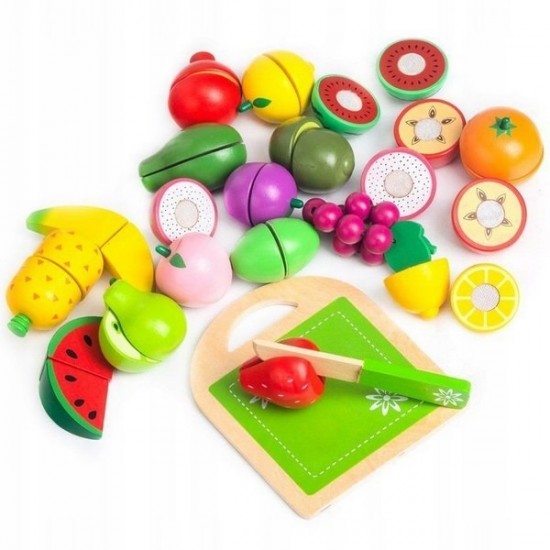 Set fructe din lemn Ecotoys 20 piese