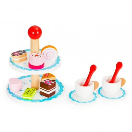 Set pentru a servi prajitura din lemn Ecotoys PH01B002