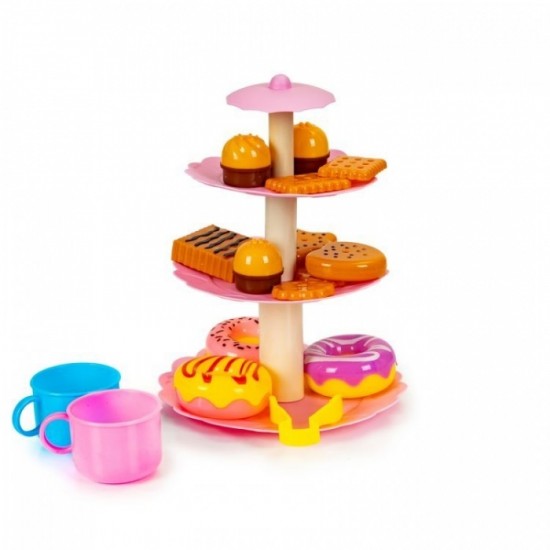 Set tort aniversar cu accesorii, 125 de elemente, Ecotoys HC441048