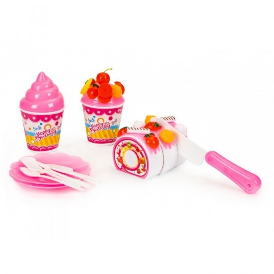 Set tort aniversar cu accesorii, 125 de elemente, Ecotoys HC441048