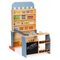 Stand magazin din lemn pentru copii cu accesorii Ecotoys