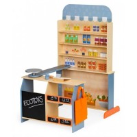 Stand magazin din lemn pentru copii cu accesorii Ecotoys