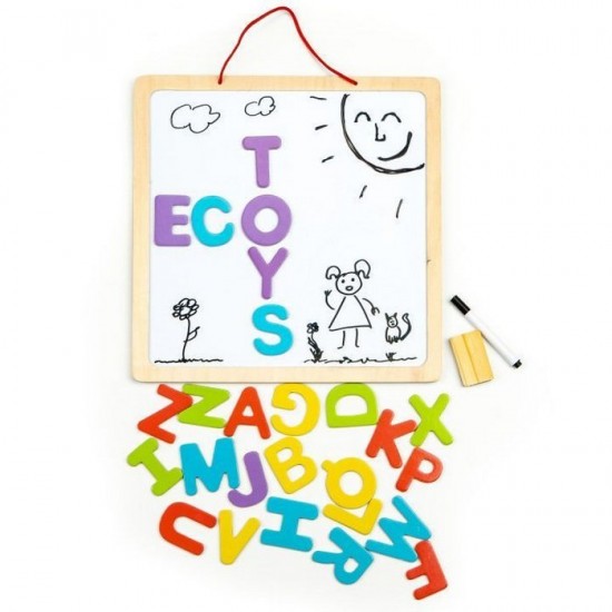 Tabla educationala 3 in 1 cu litere magnetice Ecotoys ESC-W-018A