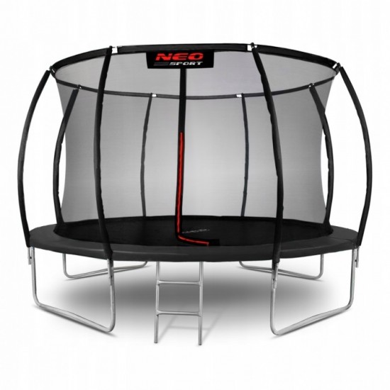 Trambulina de gradina cu plasa interioara, stalpi si scara 374 cm (12FT) Neo-Sport NS-12C231 - Negru