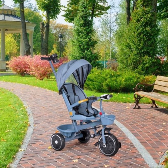 Tricicleta 2 in 1 pentru copii, scaun rotativ 360°, roti din spuma EVA, Ecotoys WQL-066-18 - Albastru Tricicleta 2 in 1 pentru copii, scaun rotativ 360°, roti din spuma EVA, Ecotoys WQL-066-18 - Albastru