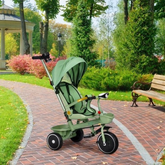 Tricicleta 2 in 1 pentru copii, scaun rotativ 360°, roti din spuma EVA, Ecotoys WQL-066-18 - Verde Tricicleta 2 in 1 pentru copii, scaun rotativ 360°, roti din spuma EVA, Ecotoys WQL-066-18 - Verde