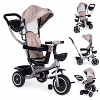 Tricicleta 2 in 1 pentru copii, scaun rotativ 360°, roti din spuma EVA, Ecotoys WQL-066-52 - Bej