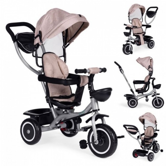 Tricicleta 2 in 1 pentru copii, scaun rotativ 360°, roti din spuma EVA, Ecotoys WQL-066-52 - Bej Tricicleta 2 in 1 pentru copii, scaun rotativ 360°, roti din spuma EVA, Ecotoys WQL-066-52 - Bej