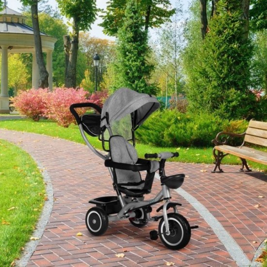 Tricicleta 2 in 1 pentru copii, scaun rotativ 360°, roti din spuma EVA, Ecotoys WQL-066-52 - Gri Tricicleta 2 in 1 pentru copii, scaun rotativ 360°, roti din spuma EVA, Ecotoys WQL-066-52 - Gri