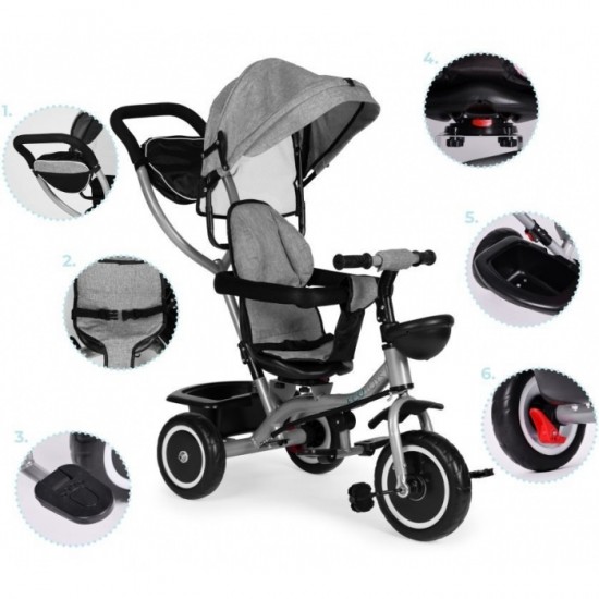 Tricicleta 2 in 1 pentru copii, scaun rotativ 360°, roti din spuma EVA, Ecotoys WQL-066-52 - Gri Tricicleta 2 in 1 pentru copii, scaun rotativ 360°, roti din spuma EVA, Ecotoys WQL-066-52 - Gri