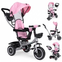 Tricicleta 2 in 1 pentru copii, scaun rotativ 360°, roti din spuma EVA, Ecotoys WQL-066-52 - Roz