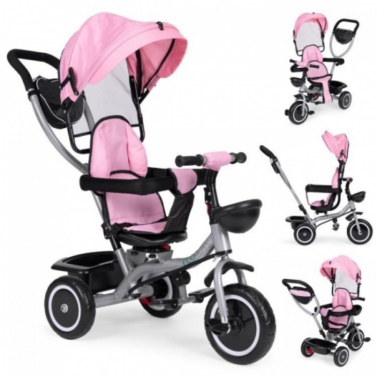 Tricicleta 2 in 1 pentru copii, scaun rotativ 360°, roti din spuma EVA, Ecotoys WQL-066-52 - Roz Tricicleta 2 in 1 pentru copii, scaun rotativ 360°, roti din spuma EVA, Ecotoys WQL-066-52 - Roz