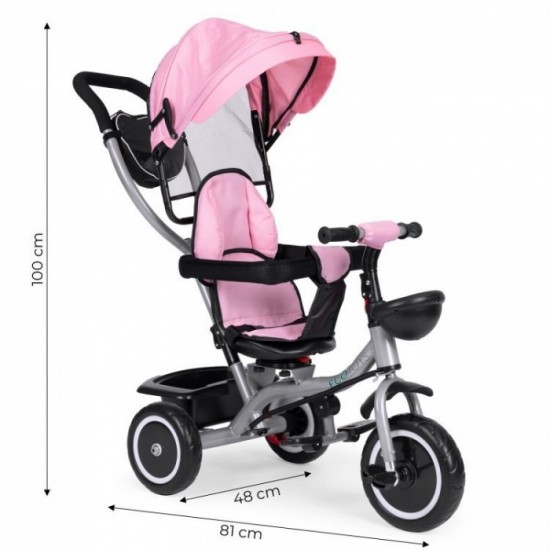 Tricicleta 2 in 1 pentru copii, scaun rotativ 360°, roti din spuma EVA, Ecotoys WQL-066-52 - Roz Tricicleta 2 in 1 pentru copii, scaun rotativ 360°, roti din spuma EVA, Ecotoys WQL-066-52 - Roz