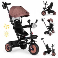 Tricicleta 3 in 1 pentru copii, scaun rotativ 360°, roti din spuma EVA, Ecotoys WQL-066-51 - Bej