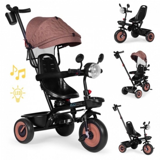 Tricicleta 3 in 1 pentru copii, scaun rotativ 360°, roti din spuma EVA, Ecotoys WQL-066-51 - Bej Tricicleta 3 in 1 pentru copii, scaun rotativ 360°, roti din spuma EVA, Ecotoys WQL-066-51 - Bej