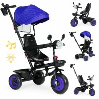 Tricicleta 3 in 1 pentru copii, scaun rotativ 360°, roti din spuma EVA, Ecotoys WQL-066-51 - Albastru