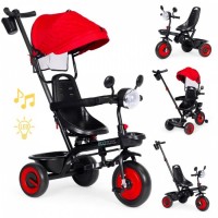 Tricicleta 3 in 1 pentru copii, scaun rotativ 360°, roti din spuma EVA, Ecotoys WQL-066-51 - Rosu