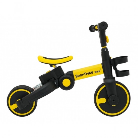 Tricicleta cu pedale 3 in 1 si roti din cauciuc SporTrike - Galben