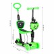 Trotineta 5 in 1 cu sezut si 3 roti cu LED Ecotoys YM-SW-6 - Verde