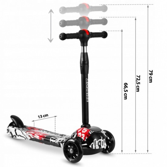 Trotineta cu roti cu LED Ricokids Piko 765010 - Negru -  Alb - Rosu