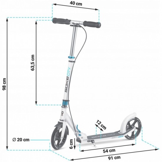 Trotineta cu roti din poliuretan Soke City 1606 - Alb