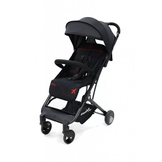 Carucior Asalvo sport, modul Troller-transport pe avion negru-rosu Carucior Asalvo sport, modul Troller-transport pe avion negru-rosu