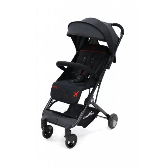 Carucior Asalvo sport, modul Troller-transport pe avion negru-rosu Carucior Asalvo sport, modul Troller-transport pe avion negru-rosu
