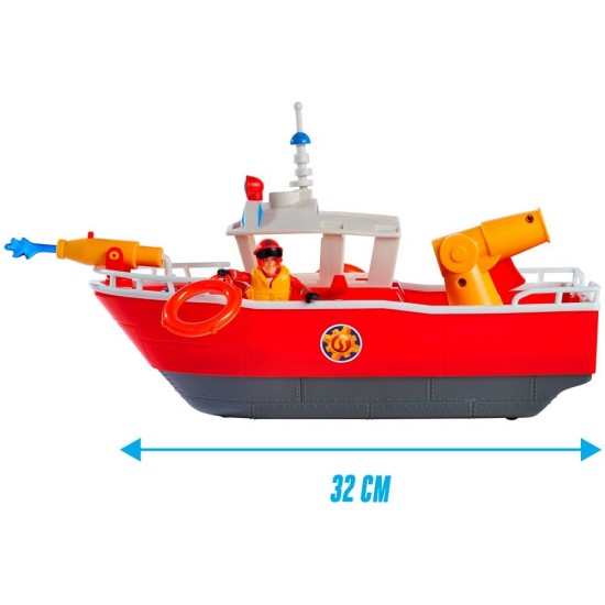 Barca Simba Fireman Sam Titan Fireboat 32 cm cu figurina si accesorii