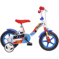 Bicicleta copii Dino Bikes 10 inch 108 Sport alb si albastru cu frana