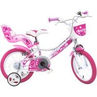 Bicicleta copii Dino Bikes 14 inch Little Heart alb si roz