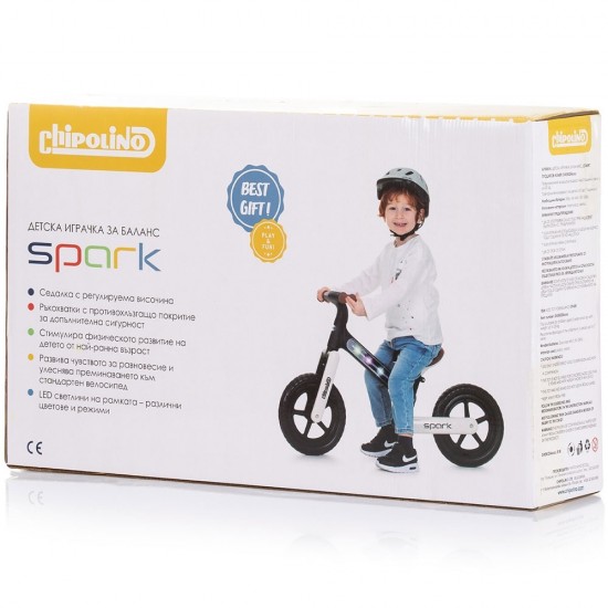 Bicicleta fara pedale Chipolino Spark black white